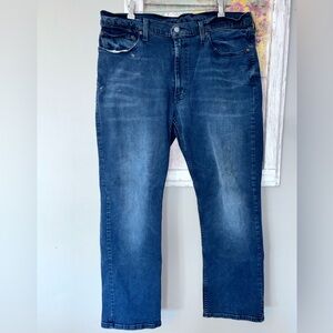 Levis 514 Jeans Mens 38X30 Blue Straight Fit Dark Wash Denim Stretch Red Tab